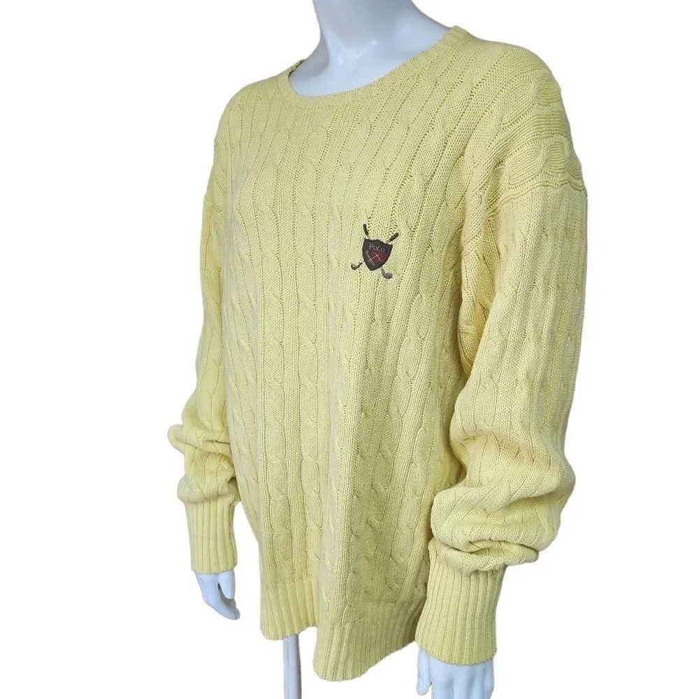 Vintage Polo by Ralph Lauren Yellow Cableknit Sweater (M)